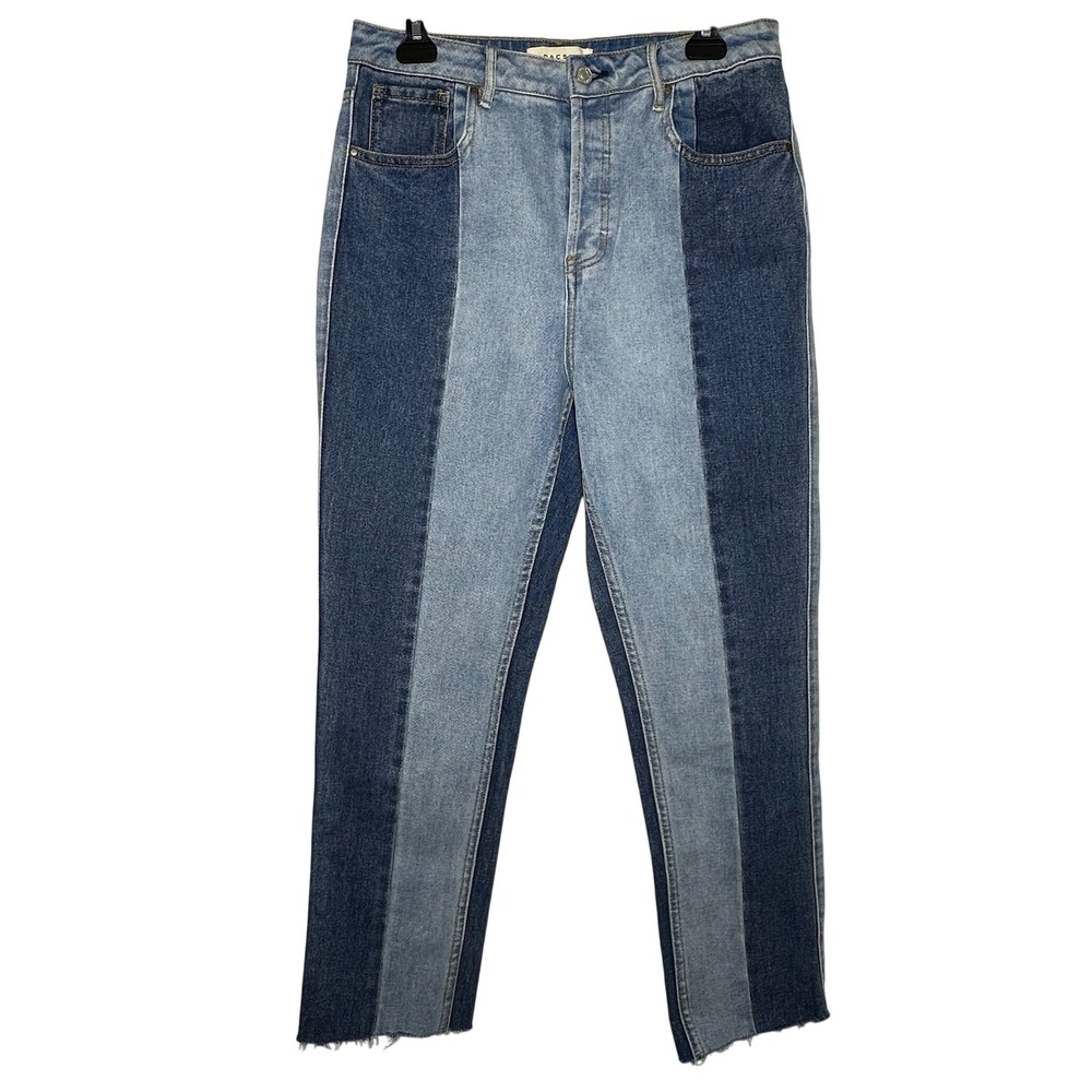 Pacsun Mom Jeans Two Tone Color Block Denim Women Size 29 Distressed Raw‎ Hem
